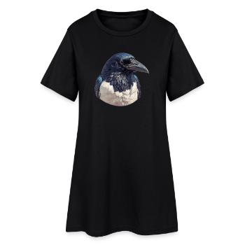 Elstern Elster - Frauen T-Shirt-Kleid - Schwarz - Vorne