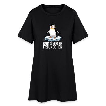  Ganz Dünnes Eis Freundchen Lustiger Pinguin - Frauen T-Shirt-Kleid - Schwarz - Vorne