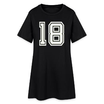 18 - Frauen T-Shirt-Kleid - Schwarz - Vorne