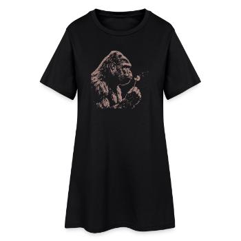 Whimsical Raccoon Dandelion Vintage Sketch Animal - Frauen T-Shirt-Kleid - Schwarz - Vorne
