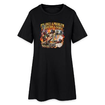 Es ist nur dann ein Problem, wenn man im Pferderen - Frauen T-Shirt-Kleid - Schwarz - Vorne
