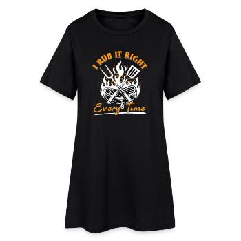 BBQ Grilling Meat Smoking Barbecue - Frauen T-Shirt-Kleid - Schwarz - Vorne