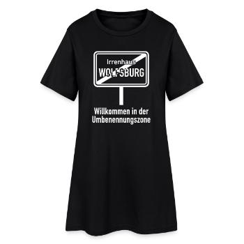 Willkommen in der Umbenennungszone. Wolfsburg  - Frauen T-Shirt-Kleid - Schwarz - Vorne