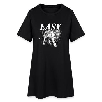 Easy Tiger Vintage Monochrome Grafik - Frauen T-Shirt-Kleid - Schwarz - Vorne