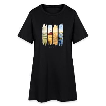 Voyage de vacances en Iowa – Motif de la vie à la campagne et des champs - Robe T-shirt Femme - noir - Devant