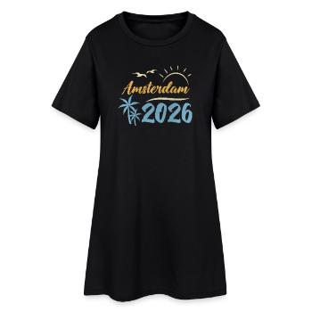 Amsterdam 2026 - Frauen T-Shirt-Kleid - Schwarz - Vorne