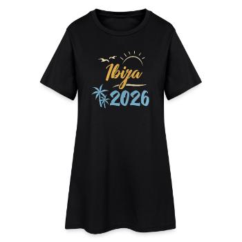 Ibiza 2026 - Frauen T-Shirt-Kleid - Schwarz - Vorne