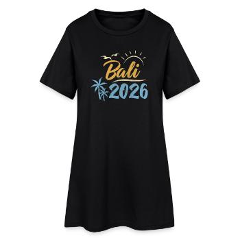 Bali 2026 - Frauen T-Shirt-Kleid - Schwarz - Vorne