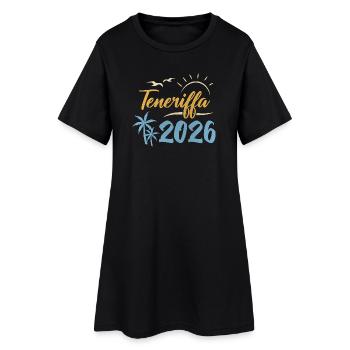 Teneriffa 2026 - Frauen T-Shirt-Kleid - Schwarz - Vorne