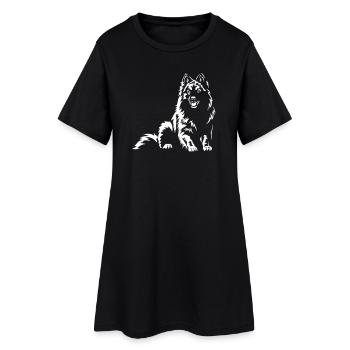 Wolfsspitz "Black Edition" - Frauen T-Shirt-Kleid - Schwarz - Vorne