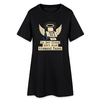 In Der Cloud Niemand Faxen. - Frauen T-Shirt-Kleid - Schwarz - Vorne