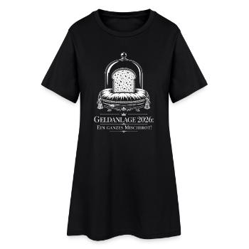 Geldanlage, Mischbrot Inflation Satire - Frauen T-Shirt-Kleid - Schwarz - Vorne