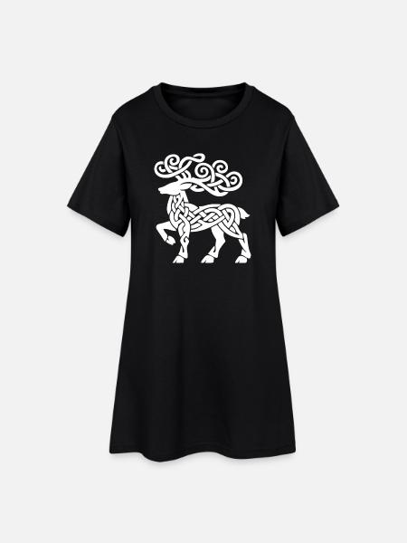 Cerf à nœuds celtiques - Robe T-shirt Femme - noir