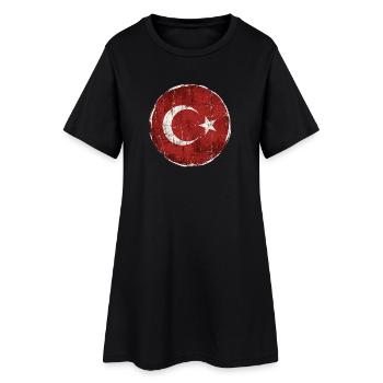 Turkey Flag Circle Design - Women’s T-Shirt Dress - black - Front