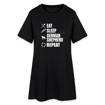 Manger Dormir Chien Berger Répéter - Robe T-shirt Femme - noir - Devant