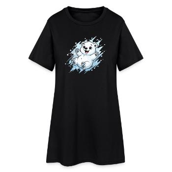 Joyeuse éclaboussure d’ours polaire - Robe T-shirt Femme - noir - Devant