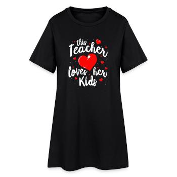This Teacher Loves Her Kids - Women’s T-Shirt Dress - black - Front