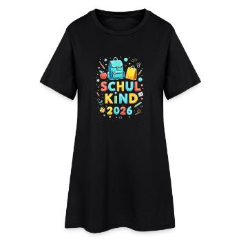 Schulkind 2026 Einschulung 2026 Schulanfang - Frauen T-Shirt-Kleid - Schwarz - Vorne