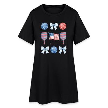  Funny Was That Out? Retro Pickleball Paddle - Frauen T-Shirt-Kleid - Schwarz - Vorne