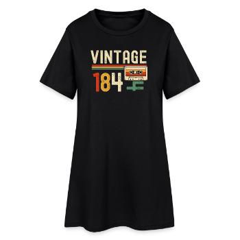 Vintage 84 Rainbow Kassette - Frauen T-Shirt-Kleid - Schwarz - Vorne