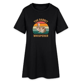 Rabbit Whisperer lustiges Häschen-Haustierbesitzer-Geschenk - Frauen T-Shirt-Kleid - Schwarz - Vorne