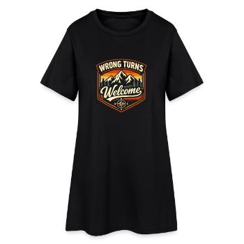 Falsch abbiegen willkommen | Abenteuer - Frauen T-Shirt-Kleid - Schwarz - Vorne