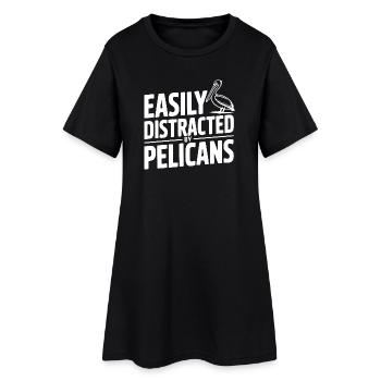 Facilement distrait par les pélicans - Robe T-shirt Femme - noir - Devant