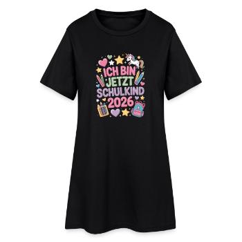  Ich Bin Jetzt Schulkind 2026 Einhorn Einschulung - Frauen T-Shirt-Kleid - Schwarz - Vorne