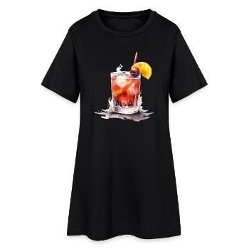 Verre d’eau aquarelle agrumes - Robe T-shirt Femme - noir - Devant