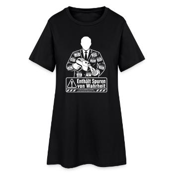 Enthält Spuren von Wahrheit - Frauen T-Shirt-Kleid - Schwarz - Vorne