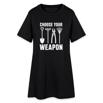 Choose Your Weapon Garten Werkzeug Shirt - Frauen T-Shirt-Kleid - Schwarz - Vorne