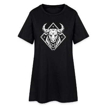 Taureau géométrique - Force pure - Signe du zodiaque Taureau - Robe T-shirt Femme - noir - Devant