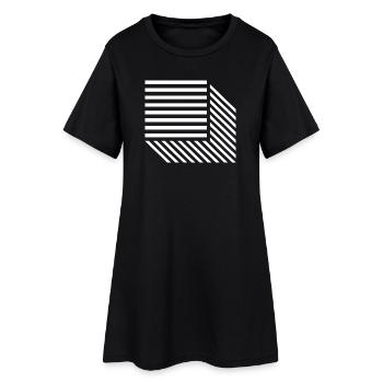 Geometric Diagonal Stripe Mosaic - Women’s T-Shirt Dress - black - Front