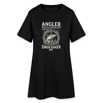 Angler Weil Alles Schoene Im Leben Einen Haken Hat - Frauen T-Shirt-Kleid - Schwarz - Vorne
