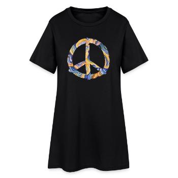 Regenbogen Frieden Symbol - Frauen T-Shirt-Kleid - Schwarz - Vorne