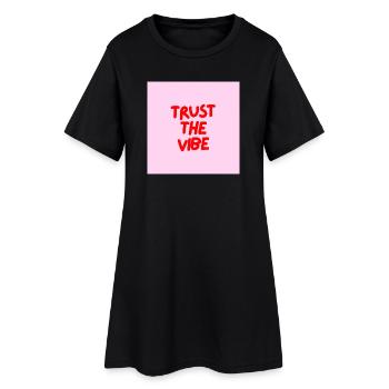 Minimalist TRUST THE VIBE Graphic Tee Design - Robe T-shirt Femme - noir - Devant