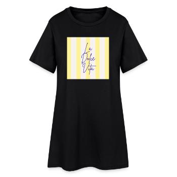 Minimalist LA DOLCE VITA Graphic Tee Design - Robe T-shirt Femme - noir - Devant