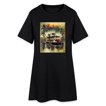 ÂME DU BAYOU - Architecture des bateaux fluviaux du Sud - Robe T-shirt Femme - noir - Devant