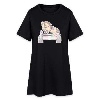 Obstacle au saut à cheval pastel - Robe T-shirt Femme - noir - Devant