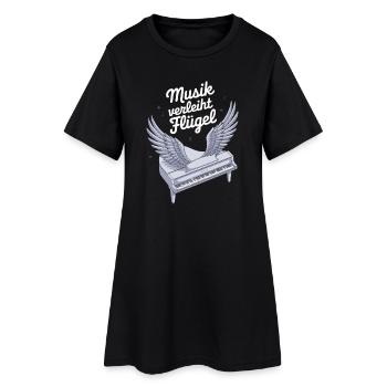 Musik verleiht Flügel - Klavier Konzert Pianist - Frauen T-Shirt-Kleid - Schwarz - Vorne