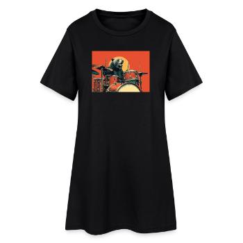 Wild Bear jouant de la batterie Rétro Vintage - Robe T-shirt Femme - noir - Devant