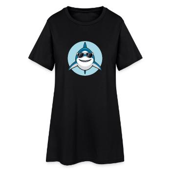 Cooler Hai mit Sonnenbrille - Frauen T-Shirt-Kleid - Schwarz - Vorne