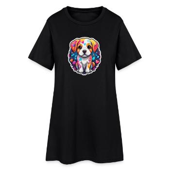 Chiot arc-en-ciel cœur joyeux - Robe T-shirt Femme - noir - Devant
