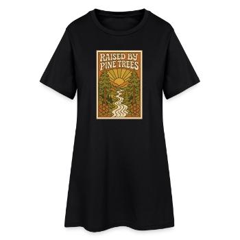 Élevé par des pins | Extérieur en forêt - Robe T-shirt Femme - noir - Devant