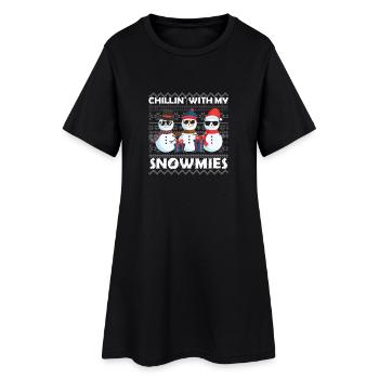 Snowmies Weihnachten Vilain Pull de Noël - Robe T-shirt Femme - noir - Devant