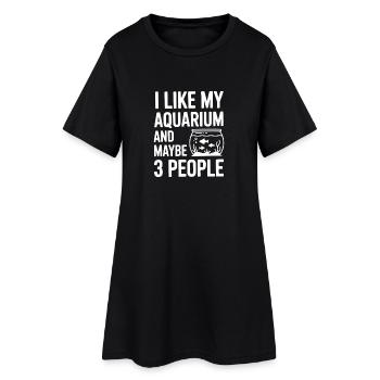 Ich mag mein Aquarium und vielleicht drei Leute - Frauen T-Shirt-Kleid - Schwarz - Vorne