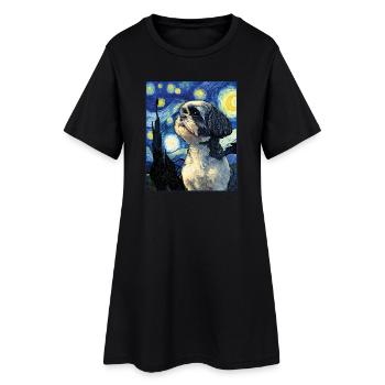 Shih Tzu - Robe T-shirt Femme - noir - Devant