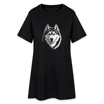 Husky - Frauen T-Shirt-Kleid - Schwarz - Vorne