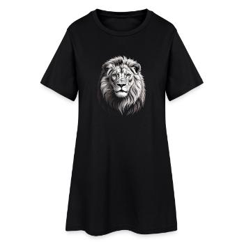 Tête de lion - Robe T-shirt Femme - noir - Devant