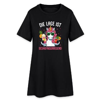 Die Lage Ist Besaufniserregend Einhorn  - Frauen T-Shirt-Kleid - Schwarz - Vorne